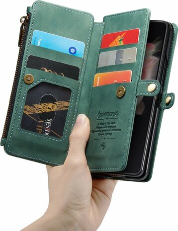 Samsung Z Fold 3 Olive Green - Book Case met Rits