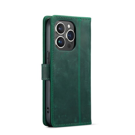 iPhone 15 Pro Groen - Lederen Book Case