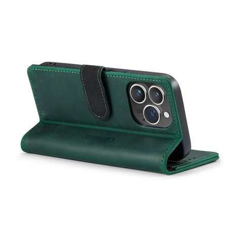 iPhone 15 Pro Groen - Lederen Book Case