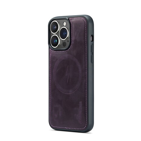 iPhone 15 Pro Max - Deep Purple - 2 in 1 Lederen MagSafe Case