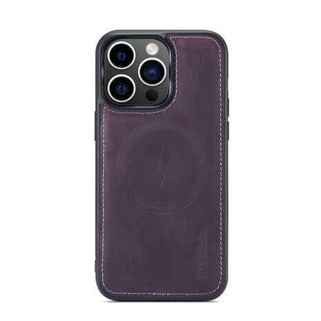 iPhone 15 Pro Max - Deep Purple - 2 in 1 Lederen MagSafe Case