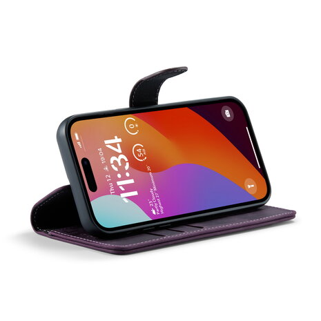 iPhone 15 Pro Max - Deep Purple - 2 in 1 Lederen MagSafe Case