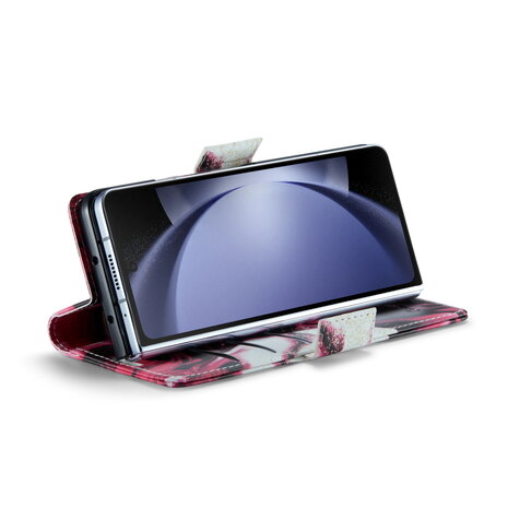 Samsung Z Fold 5 Red Rhodonite - Marmer Book Case