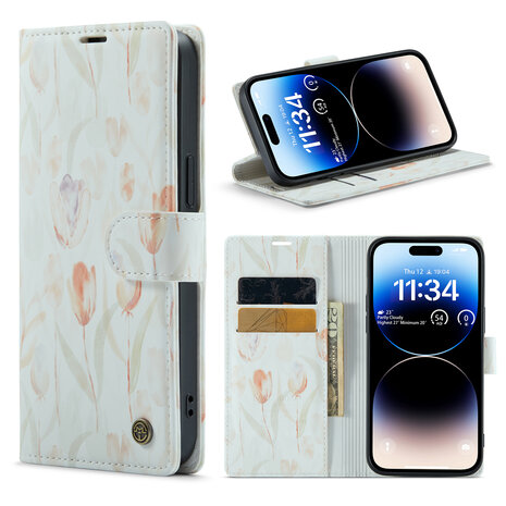 iPhone 14 Pro Max met Tulpen Print - Book Case