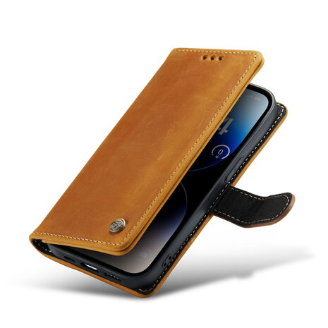 iPhone 15 Pro Bruin - Lederen Book Case