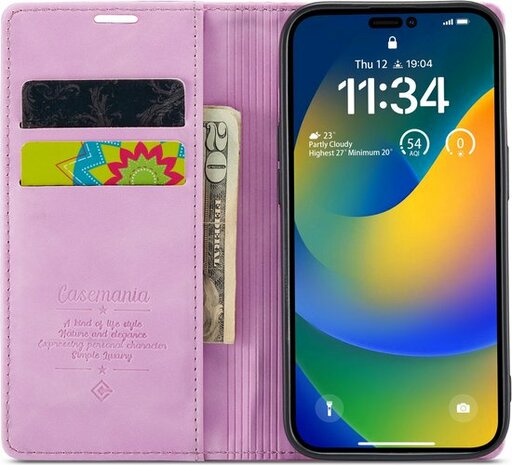 iPhone 14 Pro Max Pastel Lila - Book Case