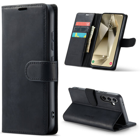 Samsung S24 Plus Charcoal Gray - Leather Book Case