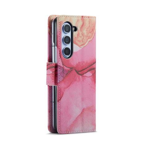 Samsung Z Fold 5 Pink Rhodonite - Marmer Book Case