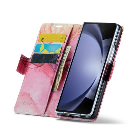 Samsung Z Fold 5 Pink Rhodonite - Marmer Book Case