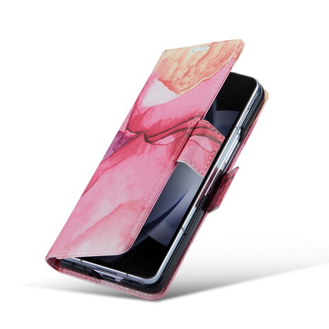 Samsung Z Fold 5 Pink Rhodonite - Marmer Book Case