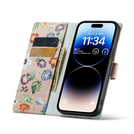 iPhone 14 Pro Max met Bloemen Print - Book Case