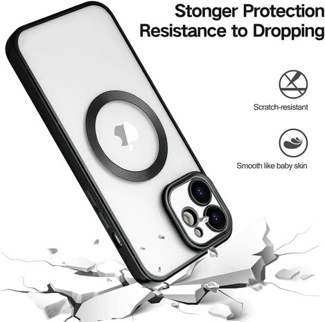 iPhone 12 Zwart - TPU Back Cover Geschikt voor Magsafe