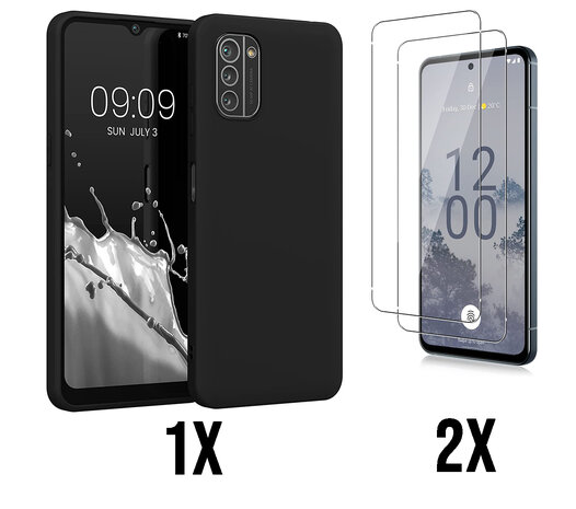 Nokia G22 - Back Cover &amp; 2x Glas - Zwart