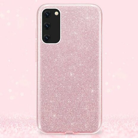 A32 4G - Glitter Back Cover &amp; Glas - Roze