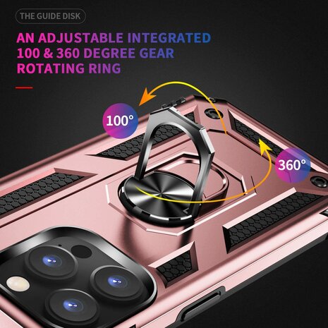 iPhone 15 Pro Rosegoud - Armor met Kickstand Ring