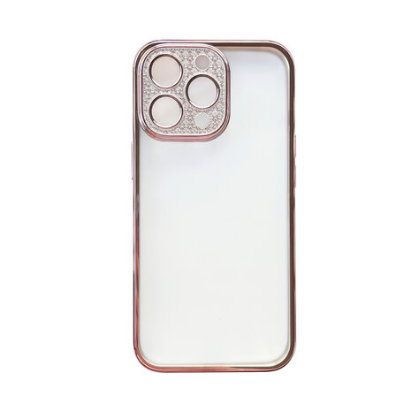 iPhone 12 Pro - Glitter Cam Back Cover - Roze