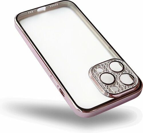 iPhone 12 Pro - Glitter Cam Back Cover - Roze