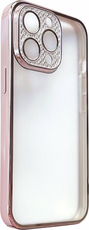 iPhone 12 Pro - Glitter Cam Back Cover - Roze