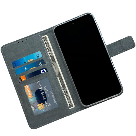 iPhone 15 Pro Max - Book Case &amp; Privacy Glas - Grijs