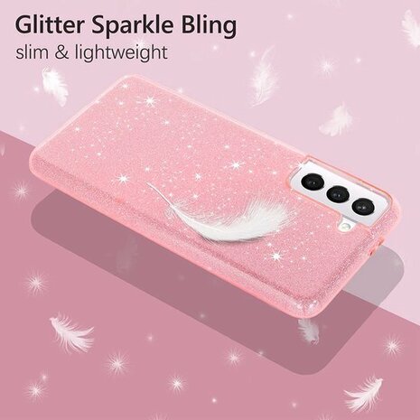 Samsung S22 Plus - Glitter Back Cover - Roze