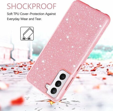 Samsung S22 Plus - Glitter Back Cover - Roze