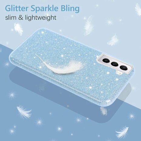 Samsung S22 - Glitter Back Cover - Blauw