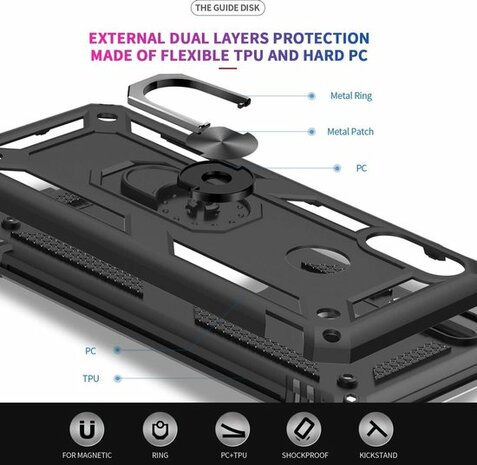 Samsung M21 - Armor met Kickstand Ring - Grijs