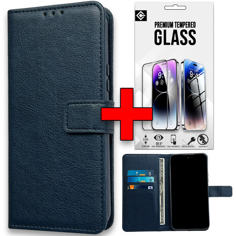 Samsung Galaxy A56 - Blauw - Book Case - 2x Glas