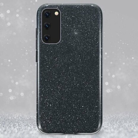 Samsung A03 - Glitter Back Cover - Zwart