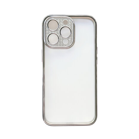 iPhone 12 Pro - Glitter Cam Back Cover - Zilver