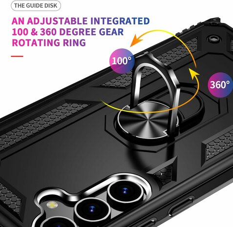 Samsung S24 Plus Zwart - Armor met Kickstand Ring