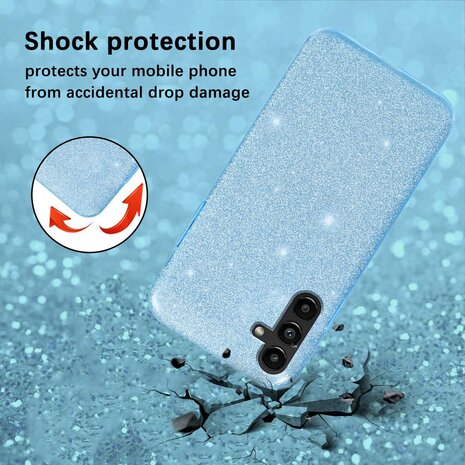 Samsung A25 - Glitter Back Cover - Blauw