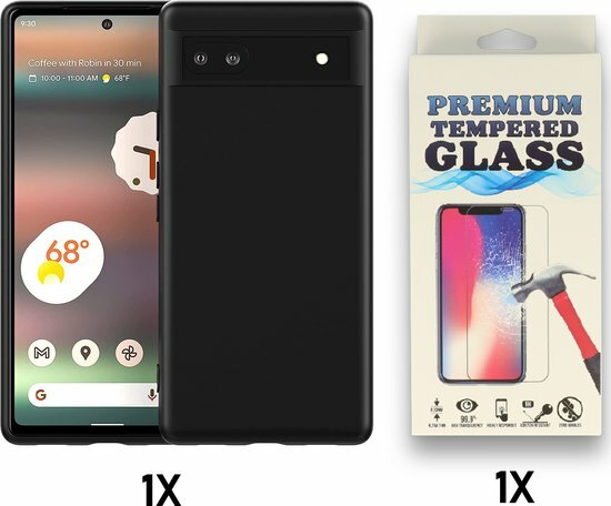 Pixel 6A - Back Cover &amp; Glas - Zwart