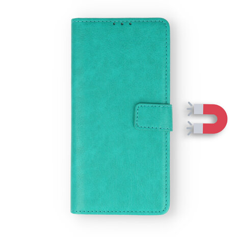 iPhone 15 Pro - Book Case &amp; Full Glas - Turquoise