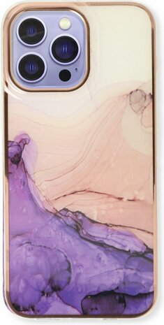 iPhone 14 Pro Max - Marmer Back Cover - Paars