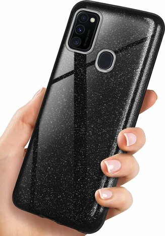 Samsung A20S - Glitter Back Cover - Zwart