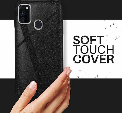 Samsung A20S - Glitter Back Cover - Zwart