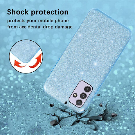 Samsung A15 - Glitter Back Cover - Blauw