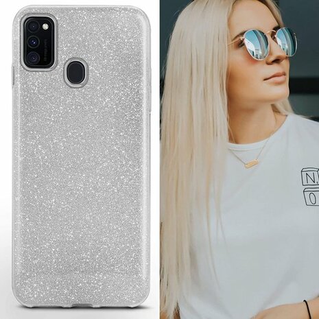 Samsung A20S - Glitter Back Cover - Zilver