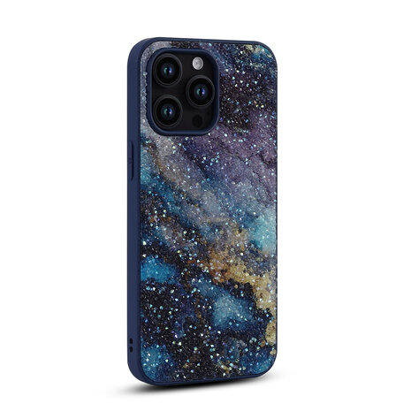 iPhone 15 Pro Max - Diamant Marmer Glitter - Blauw