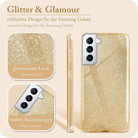 Samsung S22 Plus - Glitter Back Cover - Goud