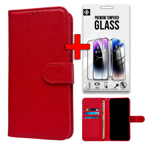 Oppo A40 / A40m / A60 5G - Book Case &amp; Glas - Rood