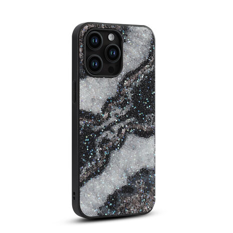 iPhone 15 Pro Max - Diamant Marmer Glitter - Zwart