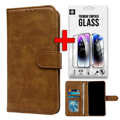 Samsung A26 - Bruin - Book Case - 2x Glas