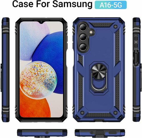 Samsung A36 - Armor met Kickstand Ring -  Blauw