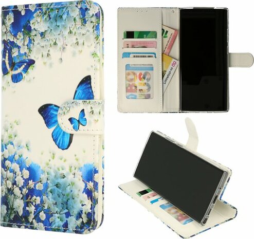 Samsung A33 5G met Blauwe Vlinder Print  - Book Case