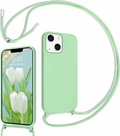 iPhone 14 Pro Max Licht Groen - TPU Back Cover met Koord