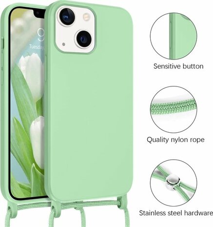 iPhone 14 Pro Max Licht Groen - TPU Back Cover met Koord