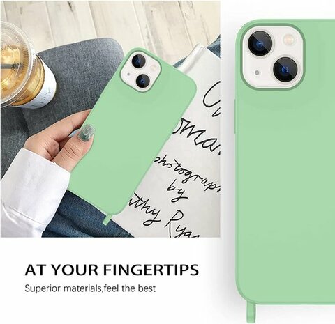 iPhone 14 Pro Max Licht Groen - TPU Back Cover met Koord