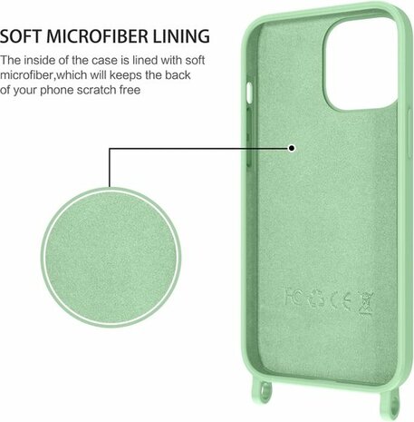 iPhone 14 Pro Max Licht Groen - TPU Back Cover met Koord